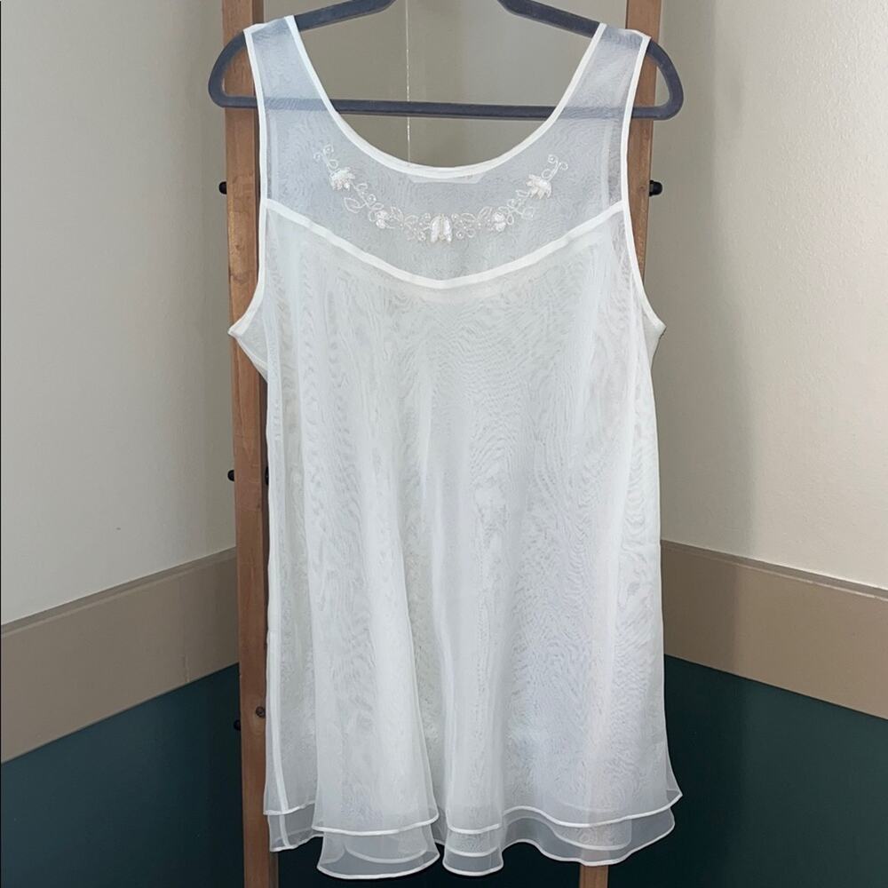 Victoria’s Secret Vintage Bridal Chemise Babydoll Beaded 90s Womens Size XL